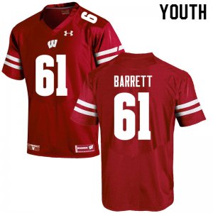Youth Wisconsin Badgers NCAA #61 Dylan Barrett Red Authentic Under Armour Stitched College Football Jersey EX31C66XV